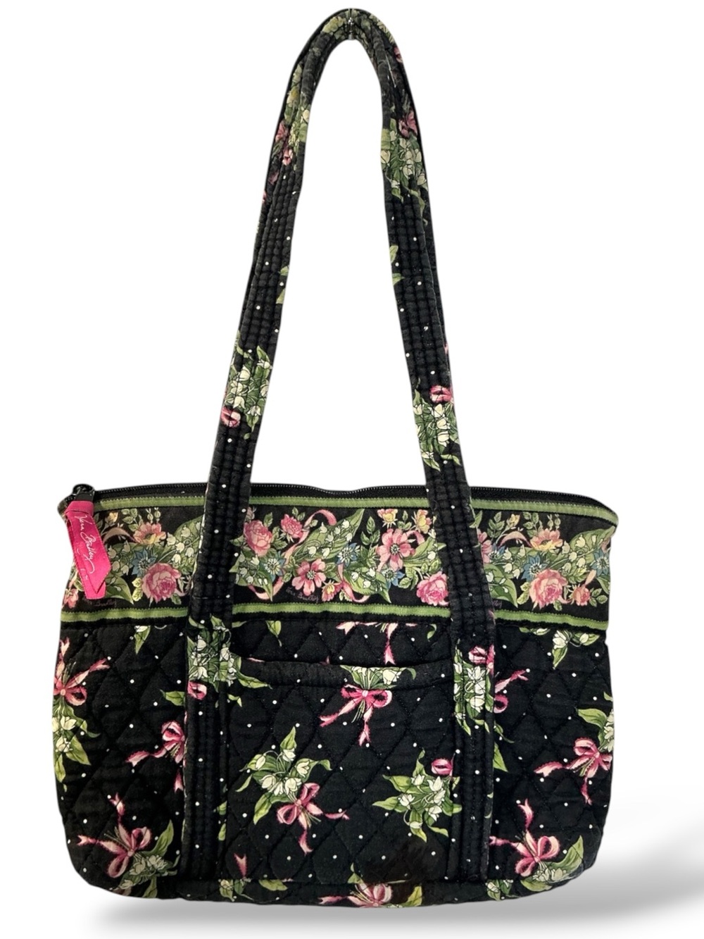 Vera Bradley Should Bag New Hope Vintage Pattern Black Pink